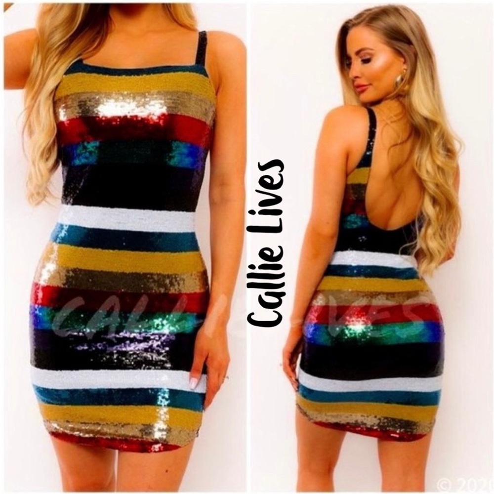 ⭐️⭐️Host Pick 12-11-22‼️‼️Callie Lives Multi-Colored Mini Dress. NWT. Size Large - Picture 1 of 4